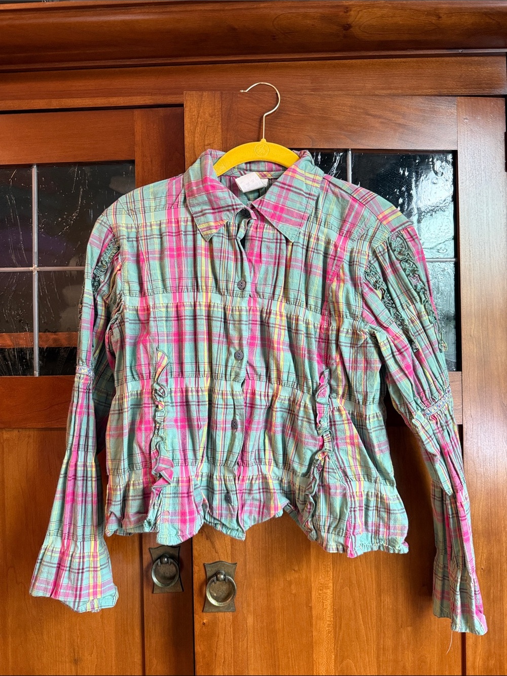 Oilily Pink & Yellow Plaid Button Shirt
